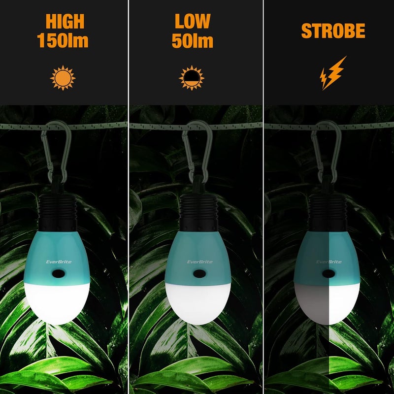 Ever Brite Rechargeable Camping Light,Portable Tent Lantern,3 Lighting Modes, Hanging Tent Light Bulbs with Clip Hook for Hiking, Fishing, Backpacking, Emergency and More,Blue(2 Pack) - Image 3